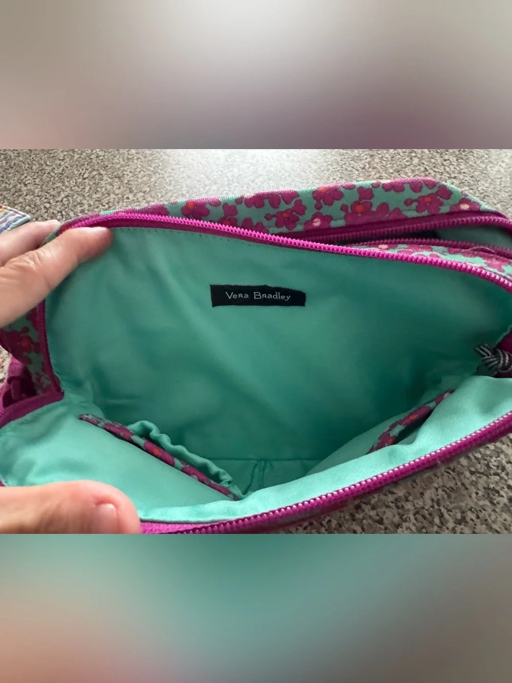 Vera Bradley Pink and Aqua Floral Cosmetic Wristlet